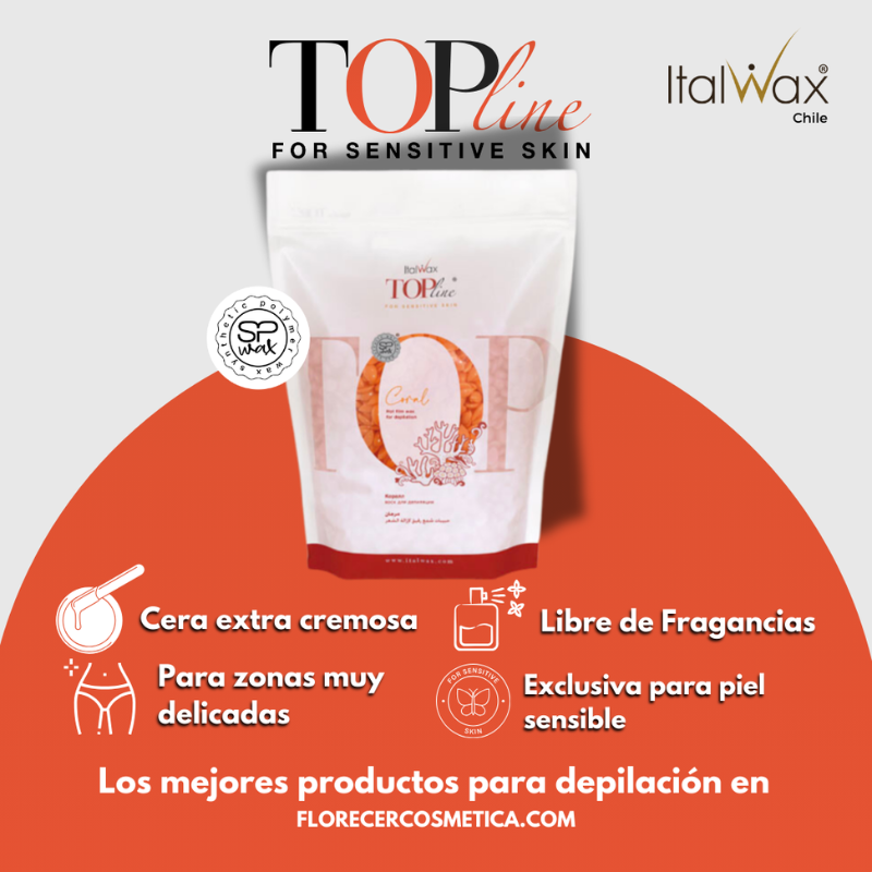 Cera depilatoria Italwax Coral Piel Sensible - Florecer Cosmética
