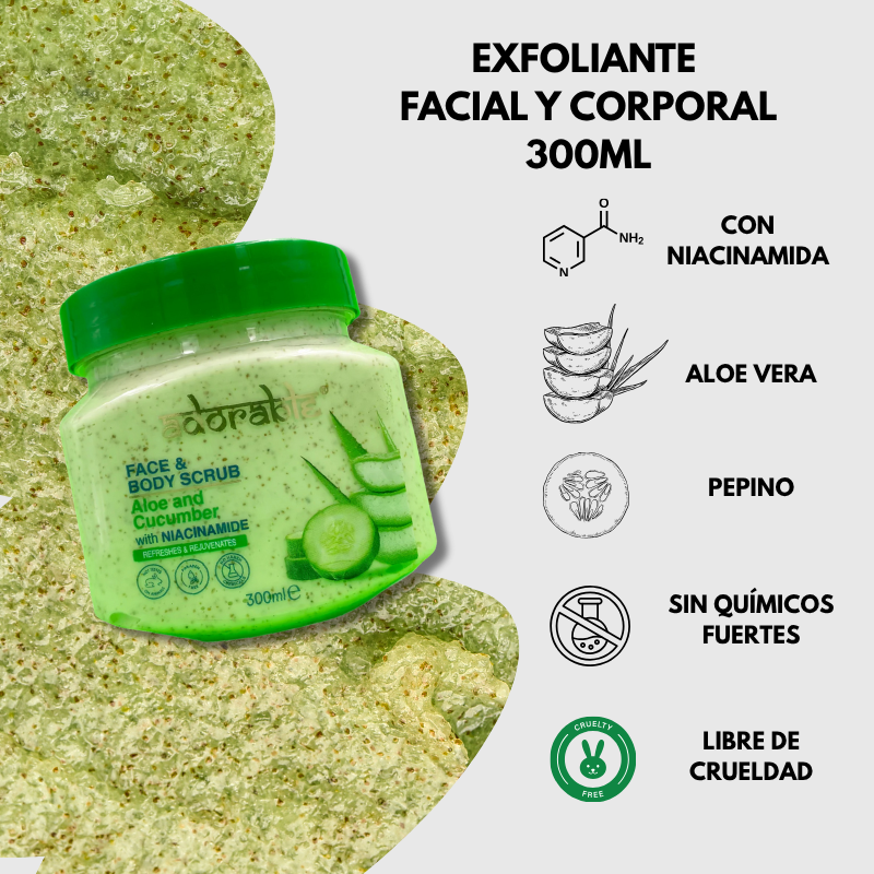Exfoliante de Aloe & Pepino con Niacinamide Aclarante 300 ml - Florecer Cosmética