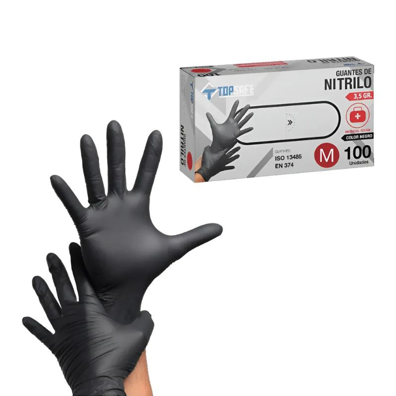 Guantes de Nitrilo Negros Texturizados – Caja 100 Unidades Libres de Látex, Alta Resistencia