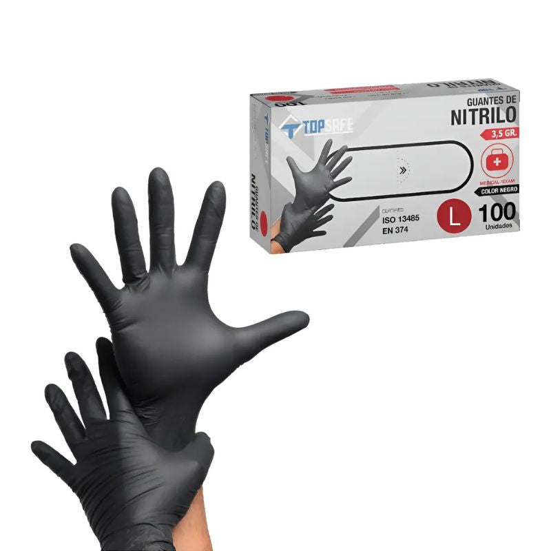 Guantes de Nitrilo Negros Texturizados – Caja 100 Unidades Libres de Látex, Alta Resistencia
