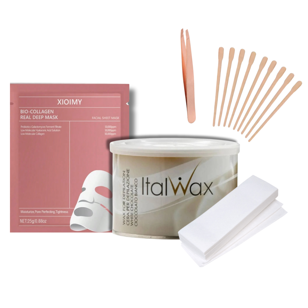 Pack Cejas Perfectas en Casa Lata Chocolate Blanco y Cuidado Facial con Bandas - Florecer Cosmética