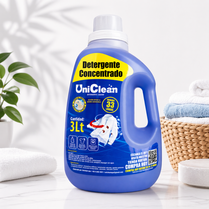Detergente Líquido Concentrado UniClean 3L  Alto Poder de Limpieza y Máximo Rendimiento