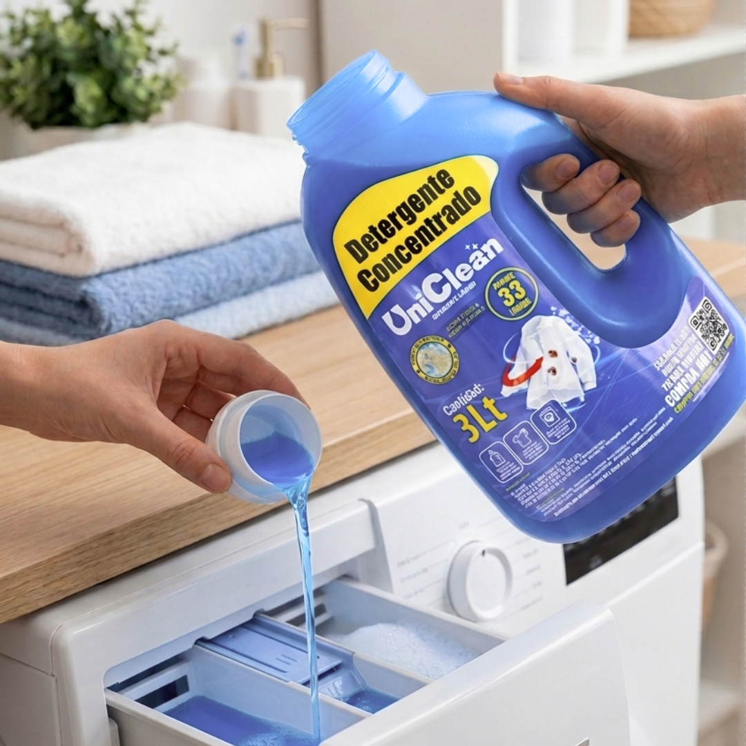 Detergente Líquido Concentrado UniClean 3L  Alto Poder de Limpieza y Máximo Rendimiento