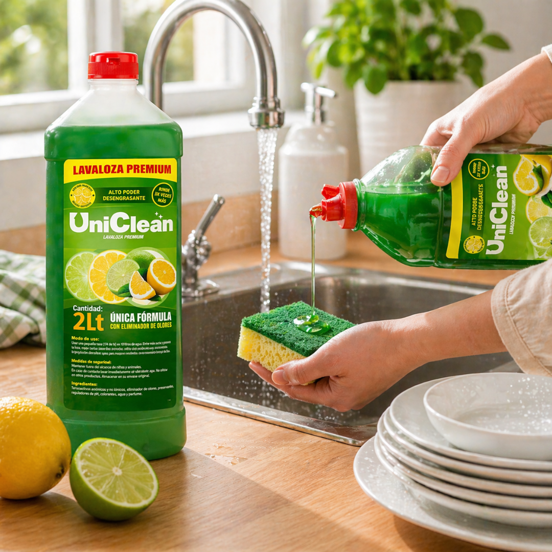 Lavaloza Líquido Premium UniClean 2L | Alto Poder Desengrasante y Eliminador de Olores