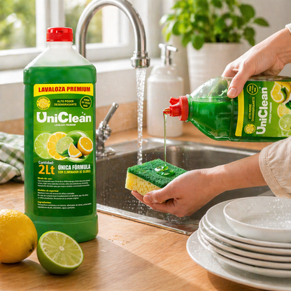 Lavaloza Líquido Premium UniClean 2L | Alto Poder Desengrasante y Eliminador de Olores