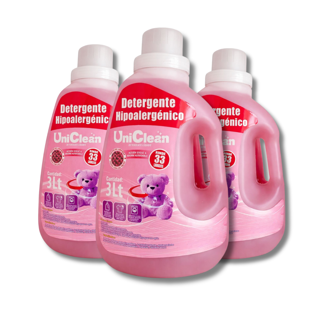 Detergente Líquido Hipoalergénico UniClean 3L  Limpieza Suave para Pieles Sensibles y Bebés