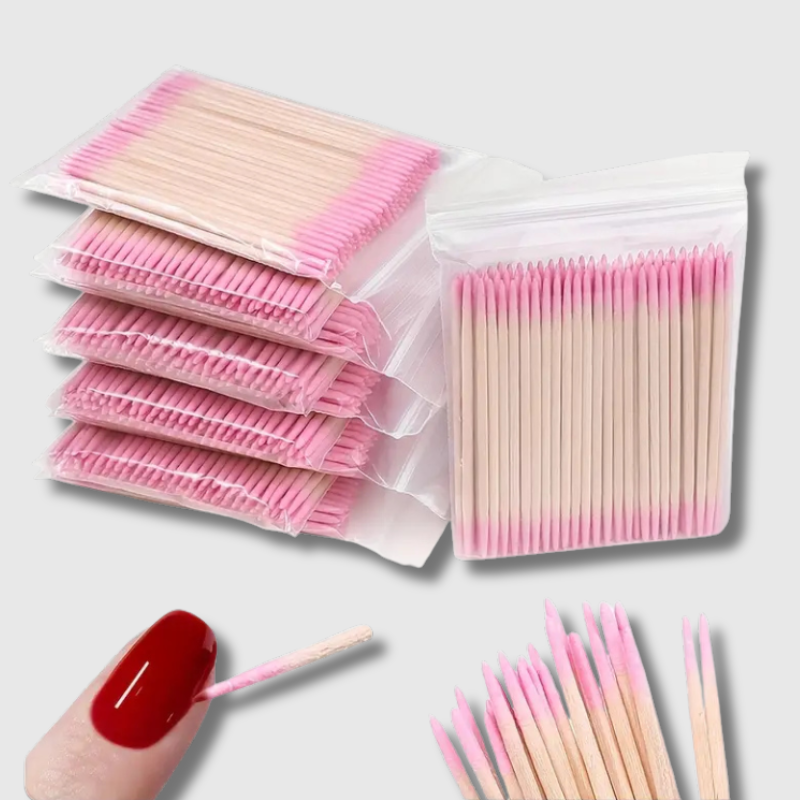 Bastones Doble Punta Rosa – Bastoncillos de Madera Multifunción 100 pcs - Florecer Cosmética