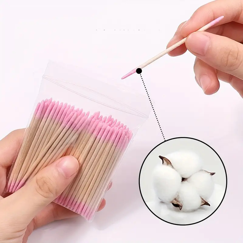 Bastones Doble Punta Rosa – Bastoncillos de Madera Multifunción 100 pcs - Florecer Cosmética