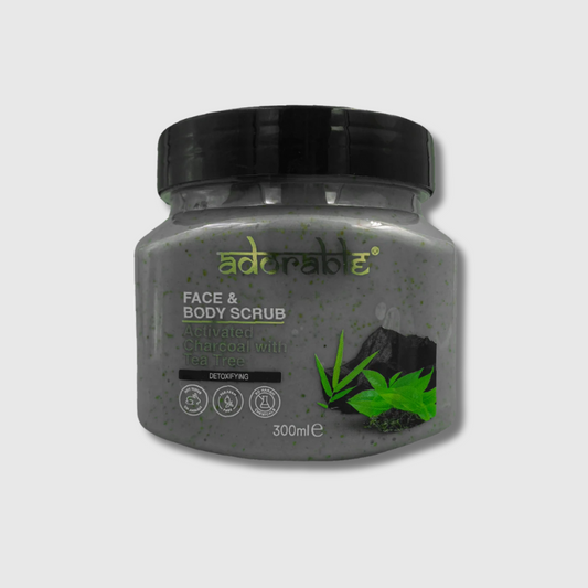Exfoliante Facial y Corporal con Carbón Activado y Árbol de Té – Detox Natural (300 ml)