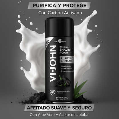 Espuma de Afeitar con Carbón Activado VI-JOHN – Purificante y Protectora