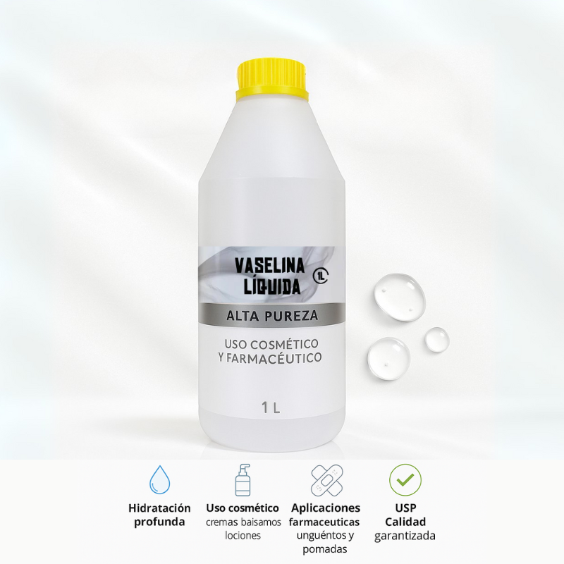 Vaselina Líquida USP 1L – Emoliente e Hidratante de Alta Pureza para Cosmética y Farmacéutica