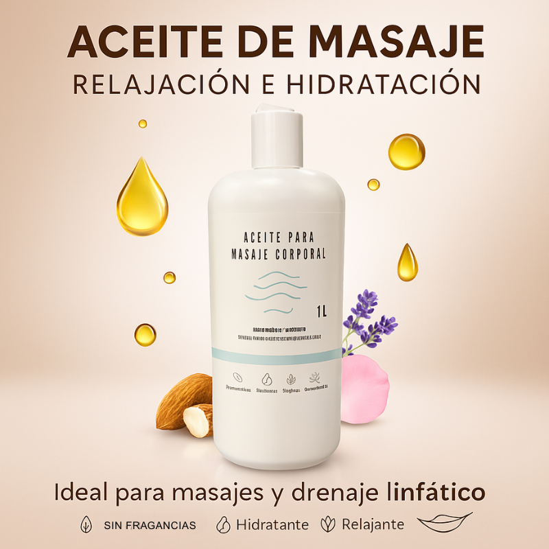 Aceite para Masajes Corporal 1L – Relajación, Hidratación y Drenaje Linfático