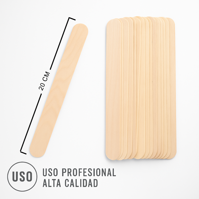 Aplicadores de Madera Paletas desechables 20 cm Espátulas para Depilación y Uso Estético