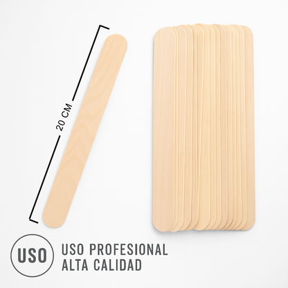 Aplicadores de Madera Paletas desechables 20 cm Espátulas para Depilación y Uso Estético