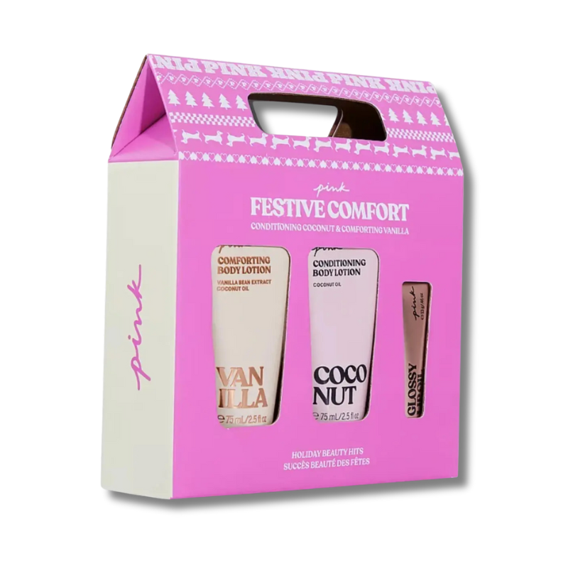 Set de Regalo Pink Festive Confort Victorias Secret - 3 Piezas - Florecer Cosmética