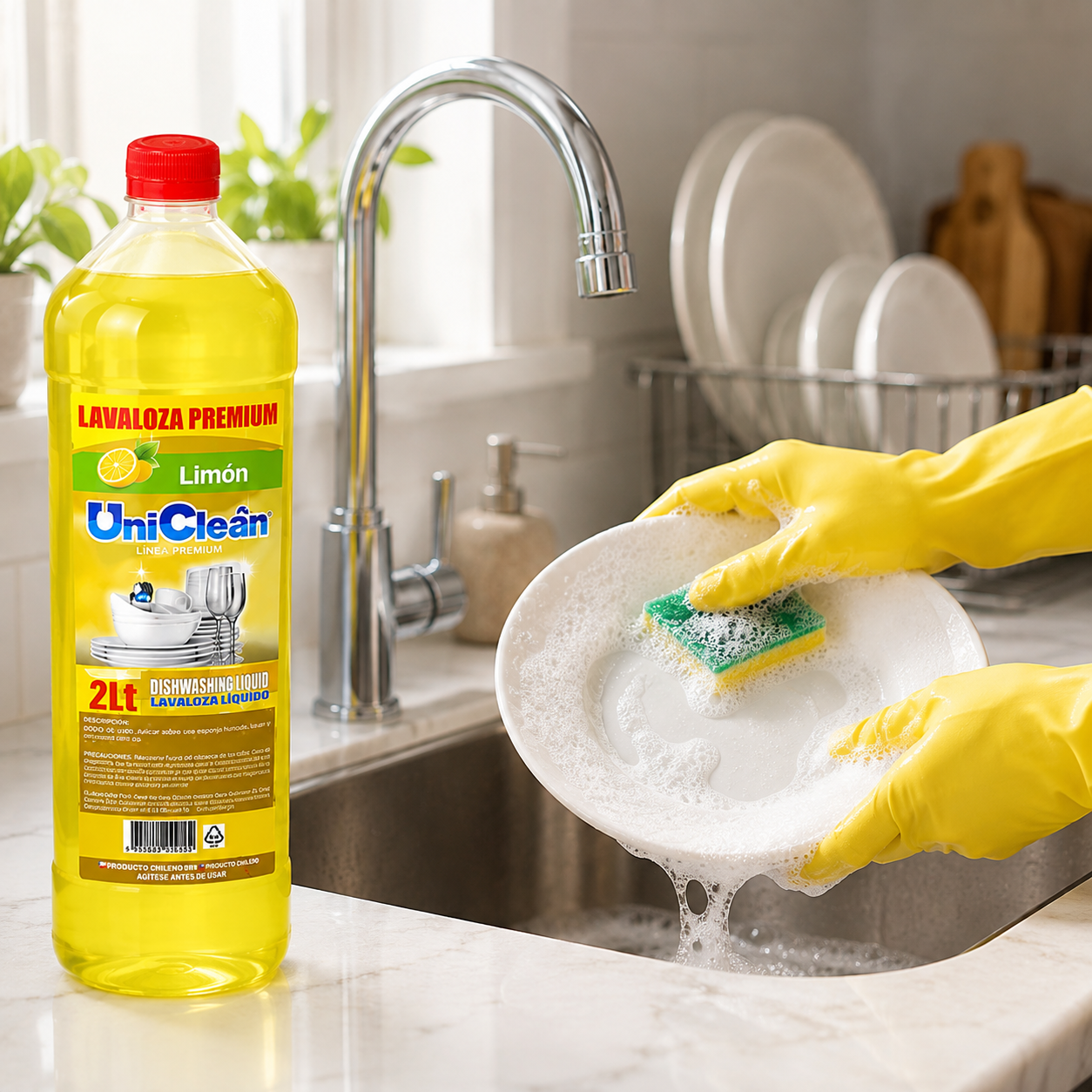 Lavaloza Líquido Premium UniClean 2L | Alto Poder Desengrasante y Eliminador de Olores