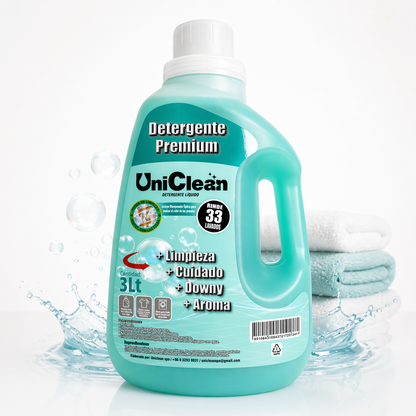 Detergente Líquido Premium UniClean 3L | Máxima Limpieza, Suavidad y Aroma