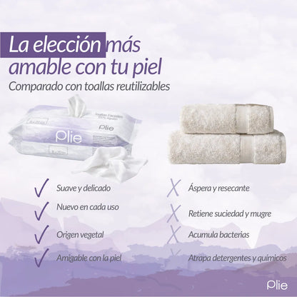 Toallitas 100% algodón  Desechables para el Rostro – Limpieza suave, higiénica y efectiva 50 pcs