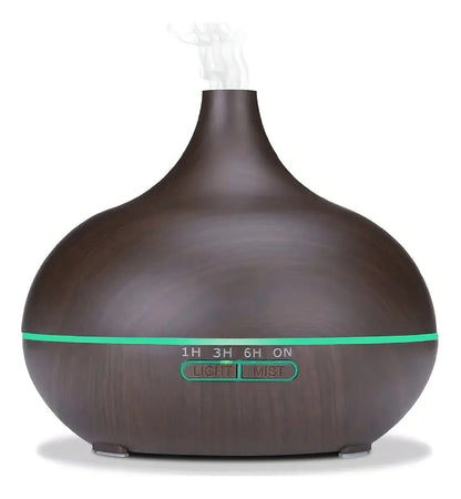 Pack Humidificador Ultrasónico Marin de Madera con Difusor de Aromas, 500 mL y 12 Esencias
