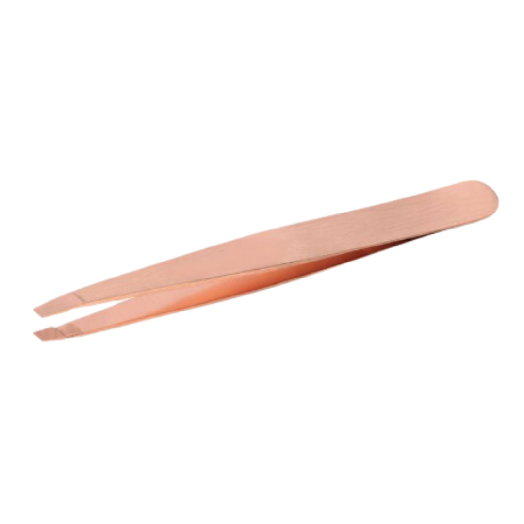 Pinza de acero profesional básica- Rose Gold (1u) - Florecer Cosmética