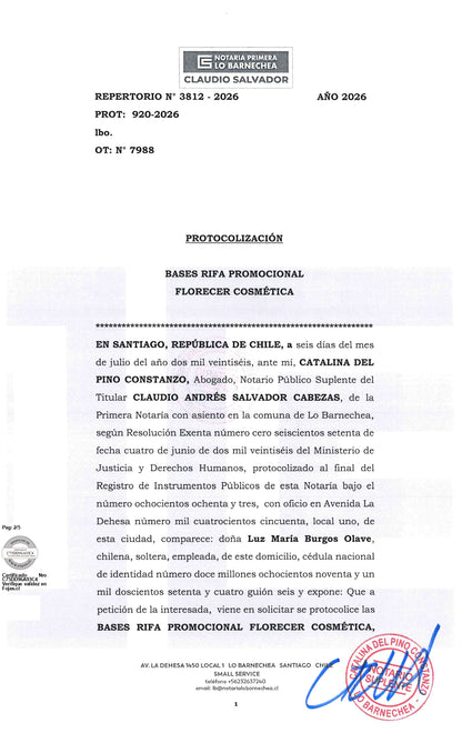 Rifa Premium Florecer Cosmética | Ticket de Participación Premio Increible