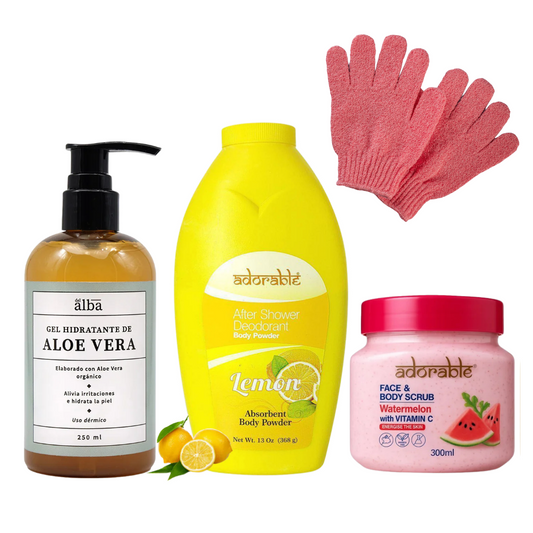 Pack Inicial Cuidado Pre y post depilación + guantes exfoliantes
