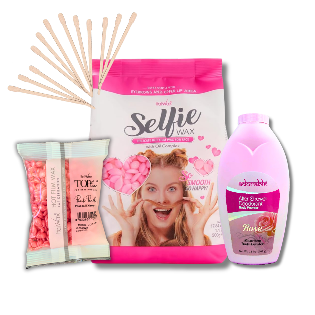 pack depilación facial completo pieles muy sensibles Italwax Selfie + Pink Pearl