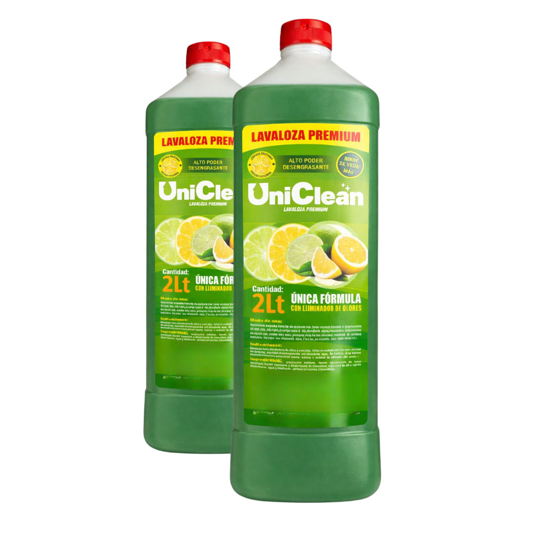 Lavaloza Líquido Premium UniClean 2L | Alto Poder Desengrasante y Eliminador de Olores