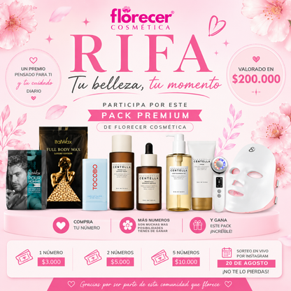 Rifa Premium Florecer Cosmética | Ticket de Participación Premio Increible