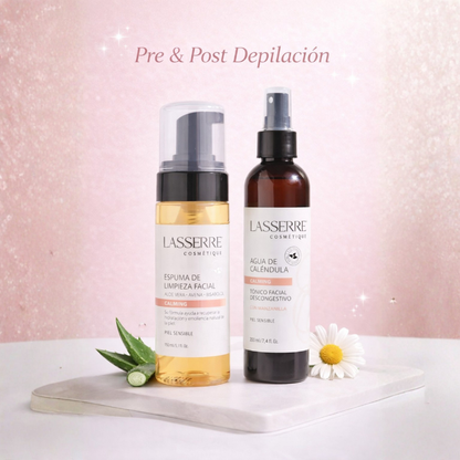 Pack pre y post depilación facial premium Limpia y calma